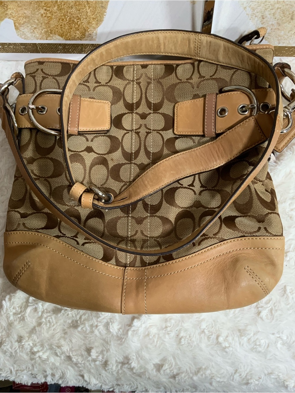 2009 Coach Soho Monogram Canvas Shoulder Bag in Brown and Tan - Picture 6 of 13